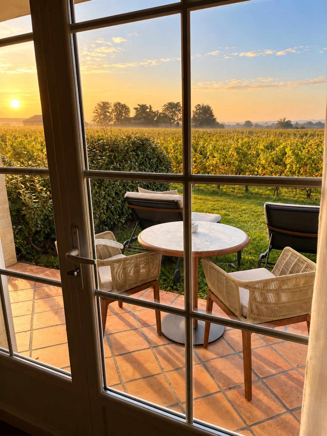 Vue sur un vignoble depuis un hôtel pour un événement professionnel dans le Nord et l’Est